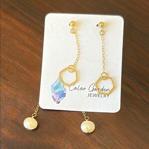 30. Color Garden Front to Back Pearl and Chain Drop Earrings